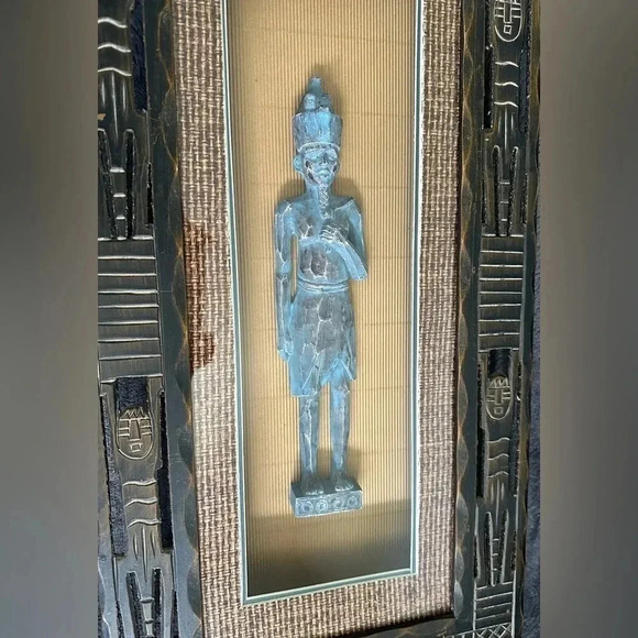 💎💟Vintage Hand carved Mayan sculpture boxed  in wooden frame. - Picture 3 of 12